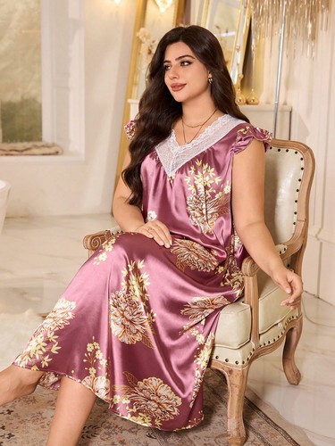 Elegantes satin nachthemd mit - elegantes,