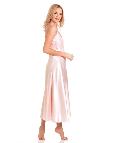 Nachthemd satin spitze lang - satin,